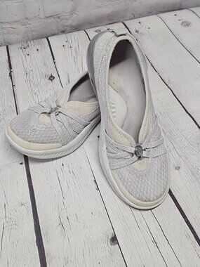 Bzees Gray Comfort Memory Foam Slip On Walking Shoe - Size 8